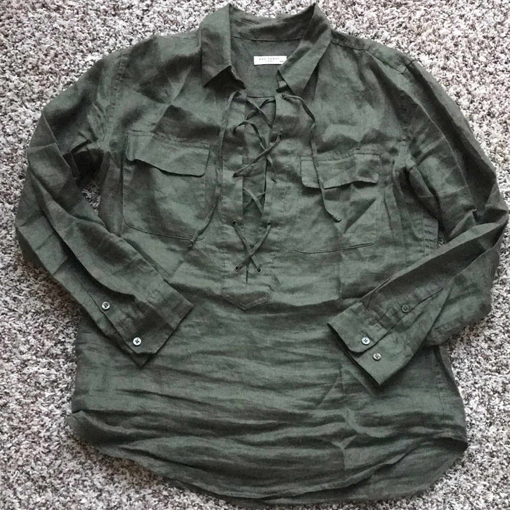 Equipment Femme Green Linen shirt